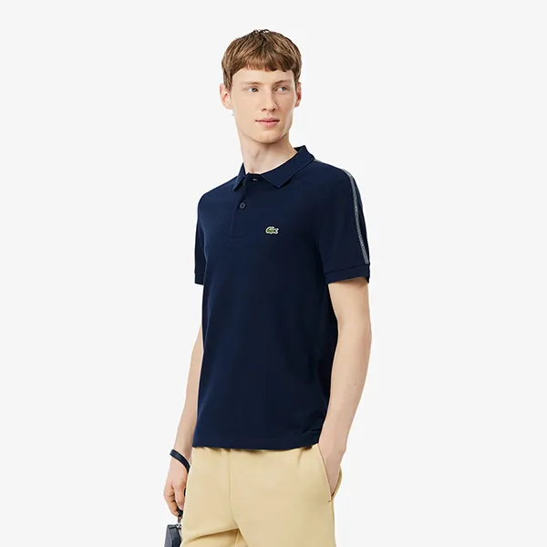 Áo Polo Nam Lacoste Regular Fit Logo Stripe PH0897 - 166 Màu Xanh Navy Size 3