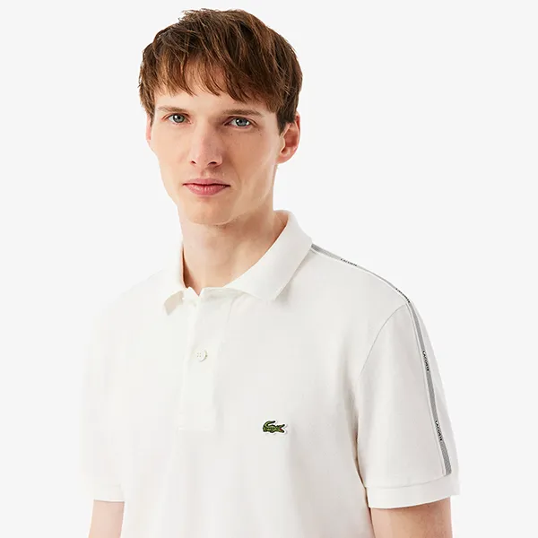 Áo Polo Nam Lacoste Regular Fit Logo Stripe PH0897 - 70V Màu Trắng Size 4