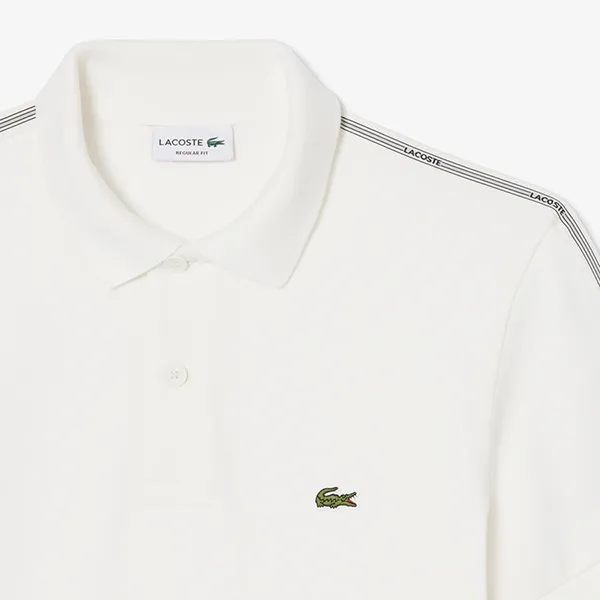 Áo Polo Nam Lacoste Regular Fit Logo Stripe PH0897 - 70V Màu Trắng Size 4