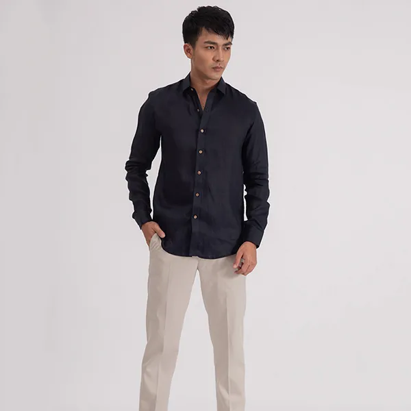 Áo Sơ Mi Linen Nam F2 Fashion & Freedom SMM118-XD-S-0619 Màu Xanh Đen Size S