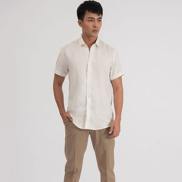 Áo Sơ Mi Linen Nam F2 Fashion & Freedom SMM154-K-S-0619 Màu Kem Size S