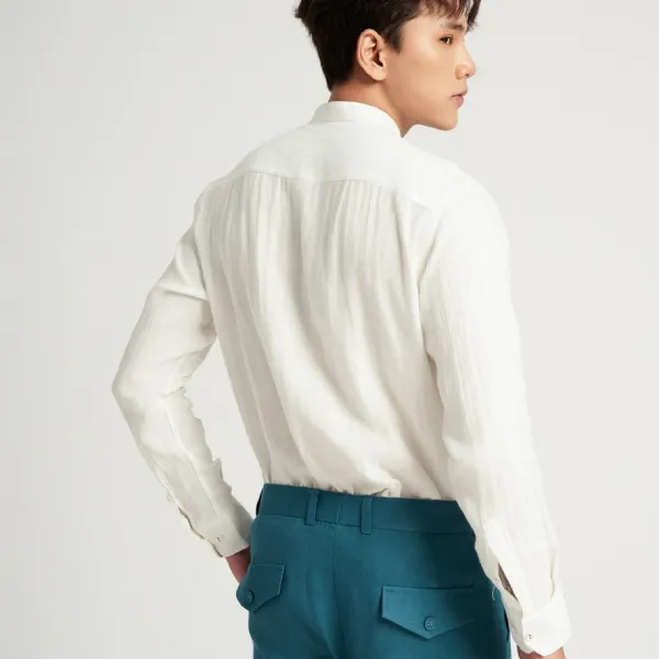 Áo Sơ Mi Nam F2 Fashion & Freedom Linen Casual Menswear SMM220-TPXN-S-0224 Màu Trắng Phối Xanh Size S