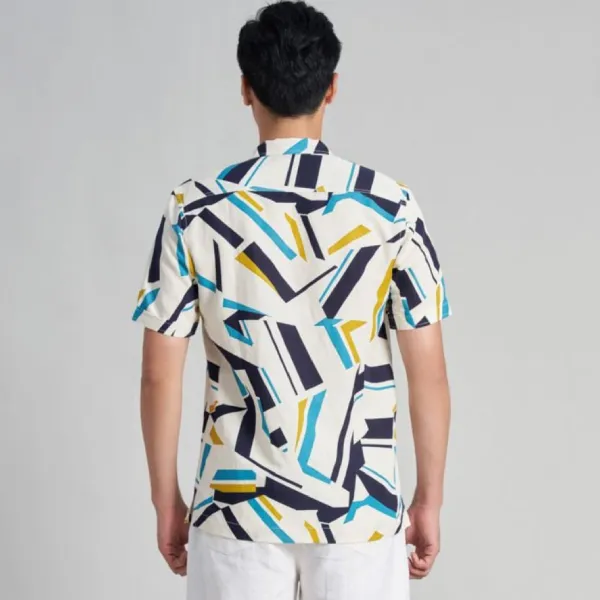 Áo Sơ Mi Nam F2 Fashion & Freedom Linen Holidays Vibes SMMN023-KHT-S-0323 Màu Kem Hoạ Tiết Size S