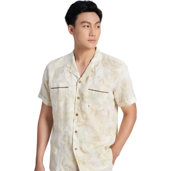 Áo Sơ Mi Nam F2 Fashion & Freedom Linen Holidays Vibes SMMN024-KH-S-0323 Màu Kem Hoa Size S
