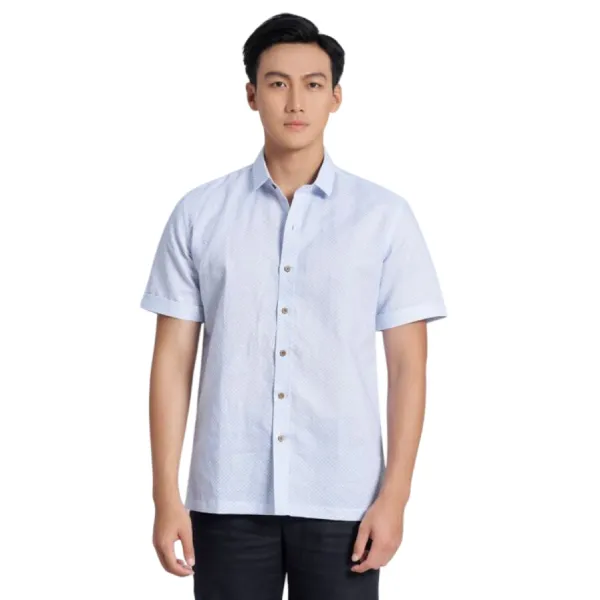 Áo Sơ Mi Nam F2 Fashion & Freedom Linen Holidays Vibes SMMN025-XHT-S-0323 Màu Xanh Nhạt Size S
