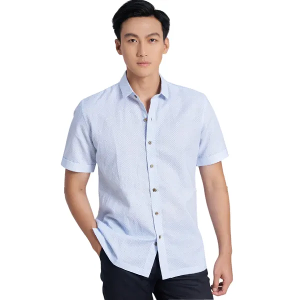 Áo Sơ Mi Nam F2 Fashion & Freedom Linen Holidays Vibes SMMN025-XHT-S-0323 Màu Xanh Nhạt Size S