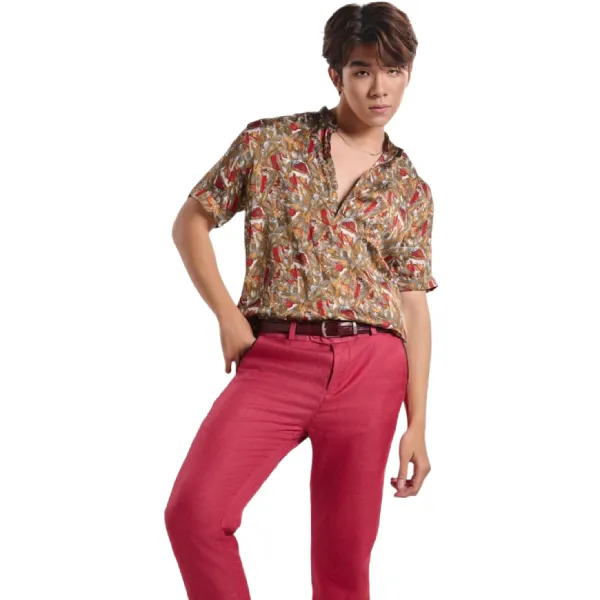 Áo Sơ Mi Nam F2 Fashion & Freedom Linen SMMN028-ND-S-1023 Màu Nâu Đỏ Size S