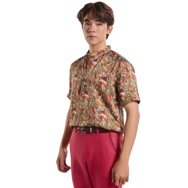 Áo Sơ Mi Nam F2 Fashion & Freedom Linen SMMN028-ND-S-1023 Màu Nâu Đỏ Size S