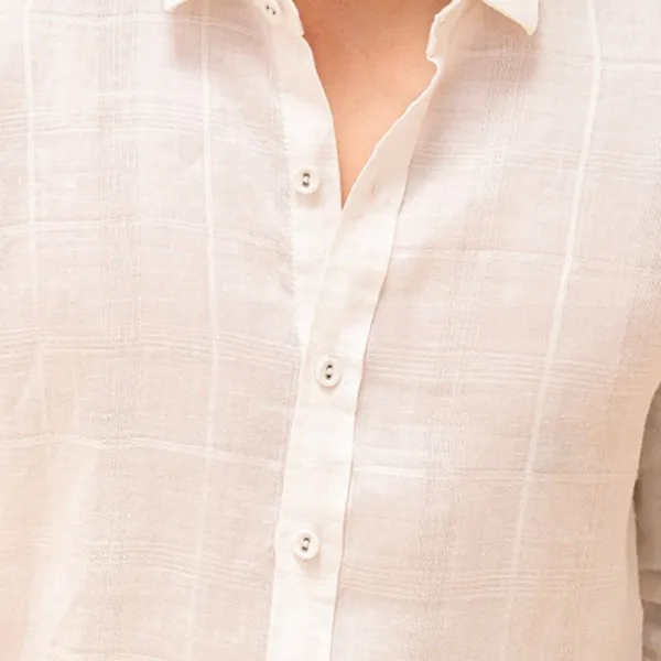 Áo Sơ Mi Nam F2 Fashion & Freedom Men's White Linen Shirt With Raised Stitching SMM215-TCN-S-0822 Màu Trắng Size S