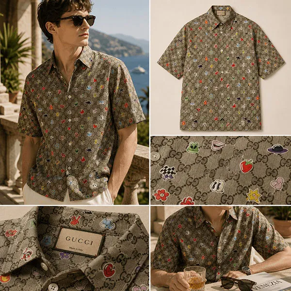 Áo Sơ Mi Nam Gucci 782499 ZAQD8 2270 Màu Be Xám Size 46