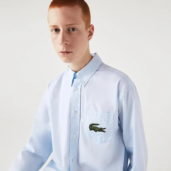 Áo Sơ Mi Nam Lacoste Men's Shirt CH6547 - GN2 Màu Xanh Nhạt Size XS