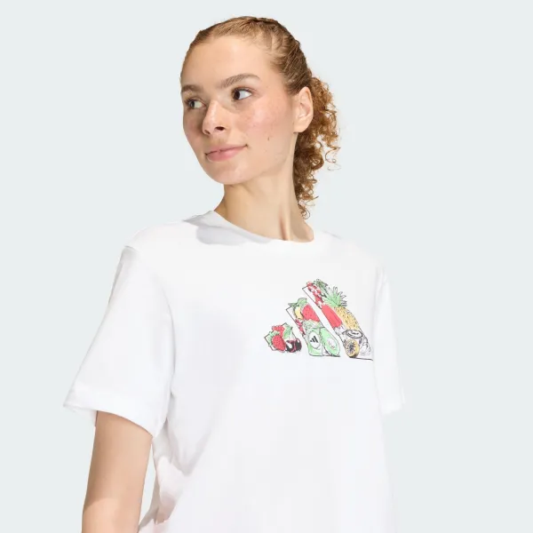 Áo Thun Nữ Adidas Graphic Food Cropped Loose T-Shirt KA5073 Màu Trắng Size M