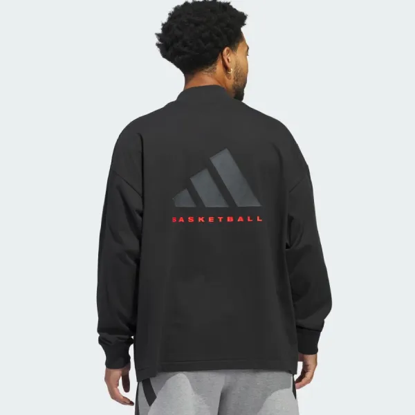 Áo Thun Dài Tay Adidas Basketball Long Sleeve Tee IZ4910 Màu Đen Size S (Form Âu)