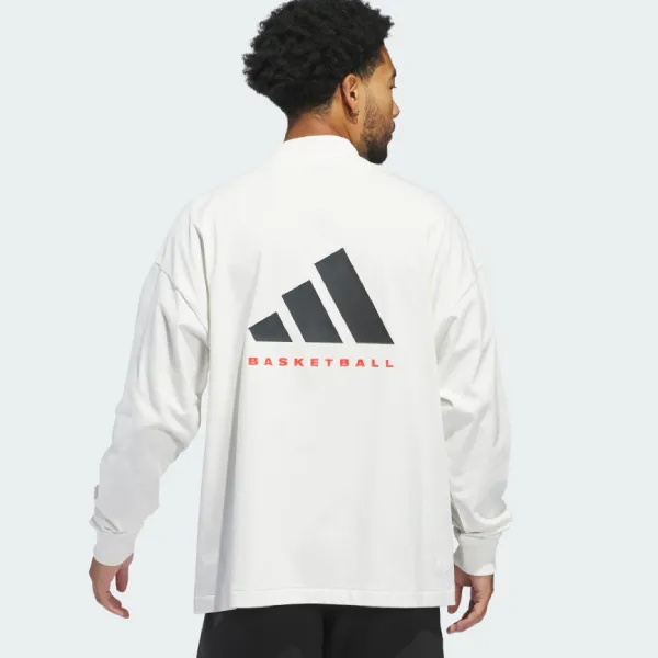 Áo Thun Dài Tay Adidas Basketball Long Sleeve Tee JE3766 Màu Trắng Size XS (Form Âu)