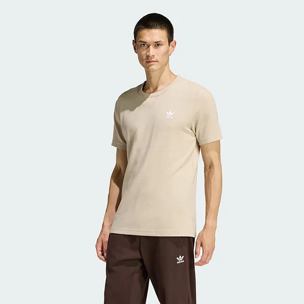Áo Thun Nam Adidas Trefoil Essentials Waffle Tee KE1180 Màu Nâu Khaki Size M