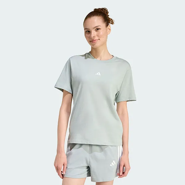 Áo Thun Nữ Adidas Essentials Cotton T-Shirt With Small Logo KC5248 Wonder Sage / White Màu Xanh Xô Thơm Size XS