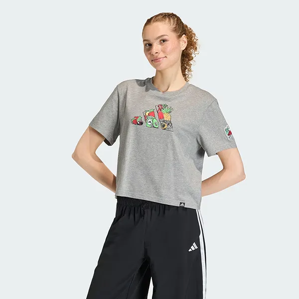 Áo Thun Nữ Adidas Food Cropped Loose Graphic T-Shirt KA5074 Màu Xám Size M