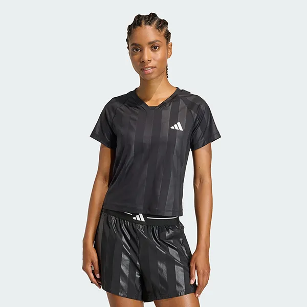 Áo Thun Nữ Adidas Hyperglam 3-Stripes Embossed T-Shirt KC7695 Màu Đen Size S