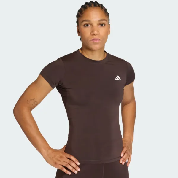 Áo Thun Nữ Adidas PrimeLift Essentials Contour Training KD0114 TShirt Màu Nâu Size XS
