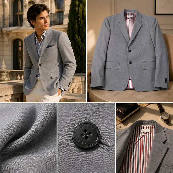Áo Vest Nam Thom Browne Med Grey MJC159A-02872 Màu Xám Size 1