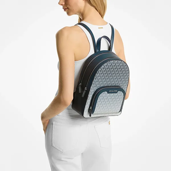 Balo Nữ Michael Kors MK Jaycee Medium Ombré Signature Logo Backpack 35R5S8TB8V Màu Xanh Đậm