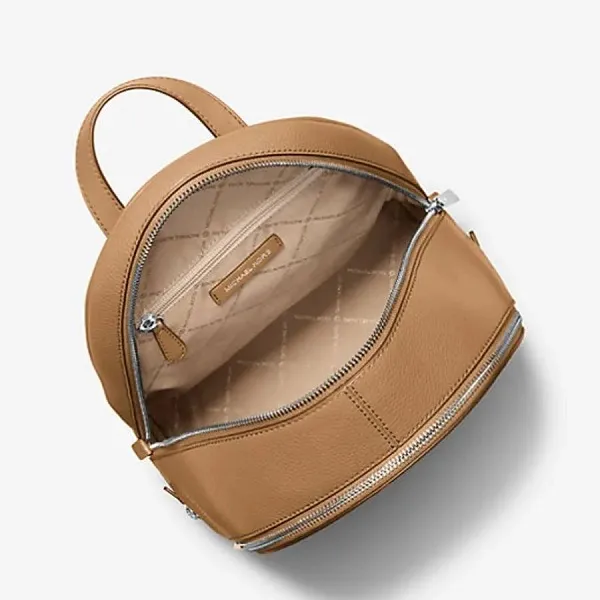 Balo Nữ Michael Kors MK Rhea Medium Pebbled Leather Backpack Màu Nâu