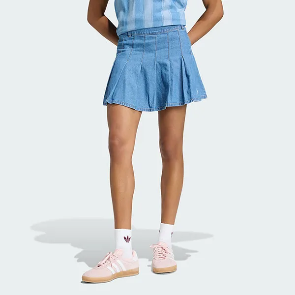 Chân Váy Nữ Adidas Denim Pleated Skirt Indigo Denim KD5523 Màu Xanh Chàm Size 32