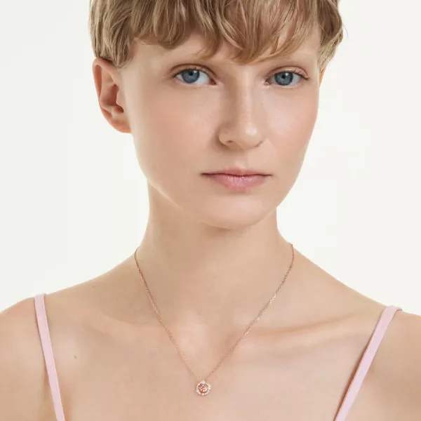 Dây Chuyền Nữ Swarovski Constella Pendant Round Cut, Dancing Stone, Pink, 18K Rose Gold Finish 5744244 Màu Vàng Hồng
