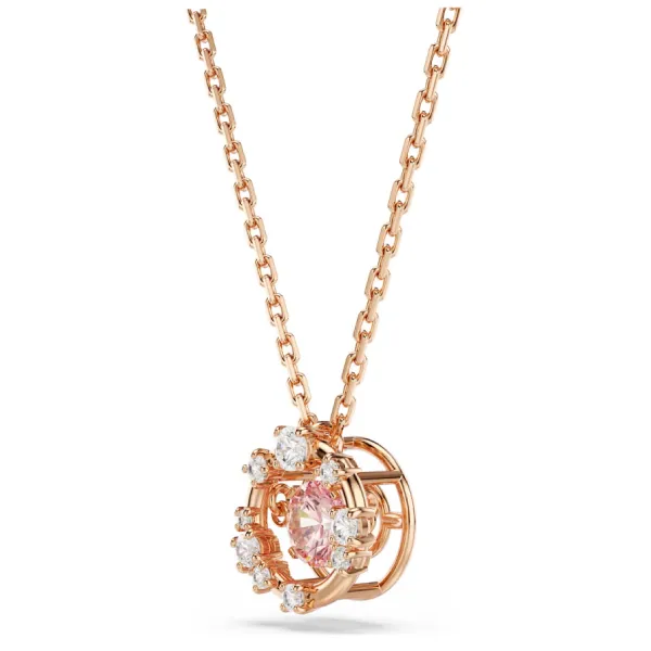 Dây Chuyền Nữ Swarovski Constella Pendant Round Cut, Dancing Stone, Pink, 18K Rose Gold Finish 5744244 Màu Vàng Hồng