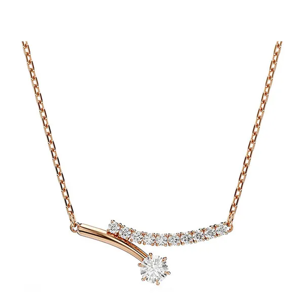 Dây Chuyền Nữ Swarovski Matrix Necklace Round Cut, White, 18K Rose Gold Finish 5763823 Màu Vàng Hồng