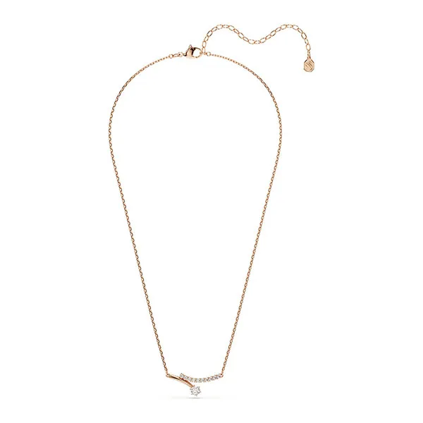 Dây Chuyền Nữ Swarovski Matrix Necklace Round Cut, White, 18K Rose Gold Finish 5763823 Màu Vàng Hồng