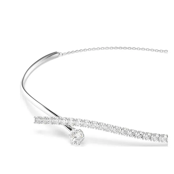 Dây Chuyền Nữ Swarovski Matrix necklace Round Cut, White, Rhodium Plated 5754020 Màu Bạc Trắng