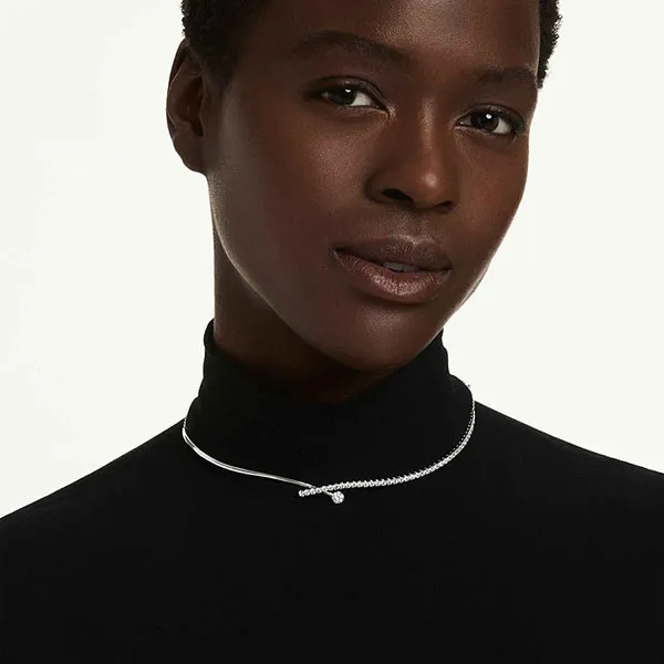 Dây Chuyền Nữ Swarovski Matrix necklace Round Cut, White, Rhodium Plated 5754020 Màu Bạc Trắng