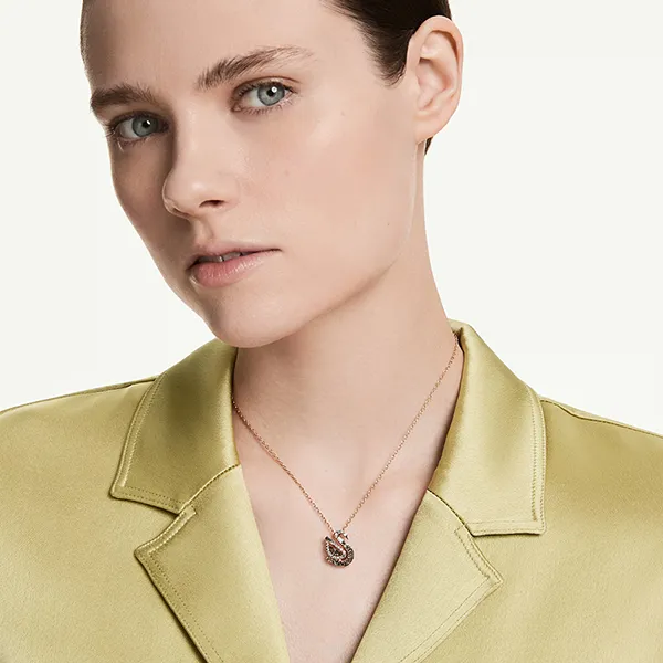 Dây Chuyền Nữ Swarovski Swan Pendant Mixed Cuts, Swan, Gray 5764882 Màu Vàng Hồng/Xám