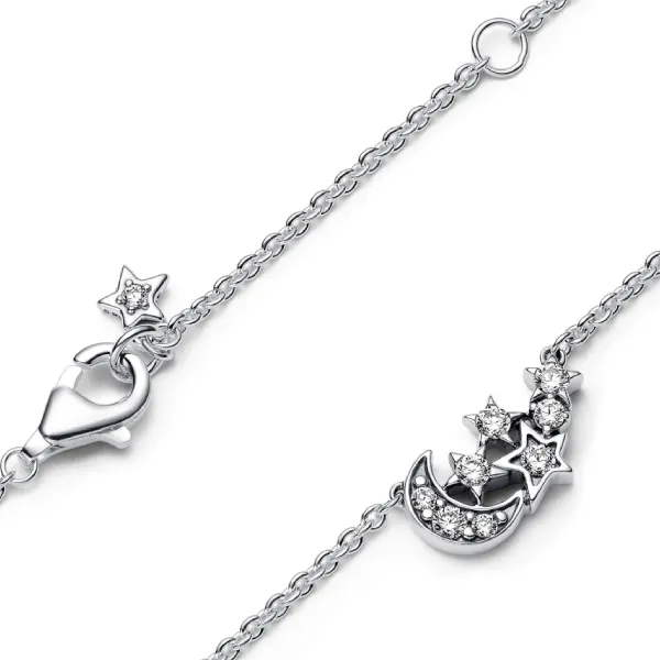 Dây Chuyền Nữ Pandora Sparkling Moon & Star Collier Necklace 392991C01 Màu Bạc