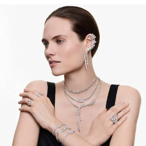 Dây Chuyền Nữ Swarovski Mesmera Necklace Marquise Cut, White, Rhodium Plated 5748004 Màu Bạc