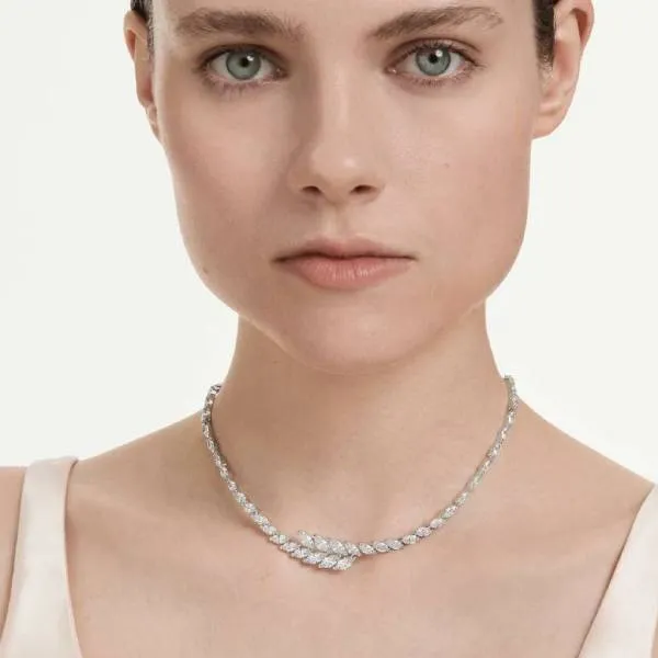 Dây Chuyền Nữ Swarovski Mesmera Necklace Marquise Cut, White, Rhodium Plated 5748004 Màu Bạc