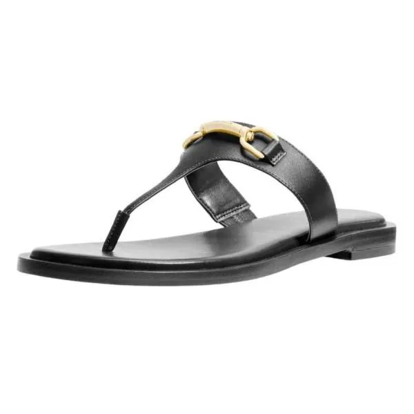 Dép Nữ Sandal Michael Kors MK Carson Leather Sandal 49S5CRFA1L Màu Đen Size 6.5