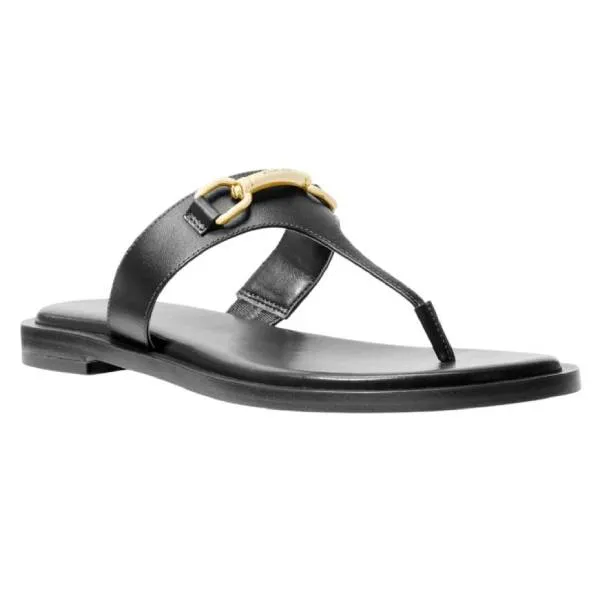 Dép Nữ Sandal Michael Kors MK Carson Leather Sandal 49S5CRFA1L Màu Đen Size 6.5