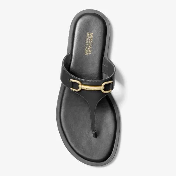 Dép Nữ Sandal Michael Kors MK Carson Leather Sandal 49S5CRFA1L Màu Đen Size 6.5