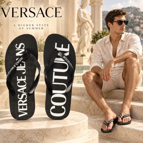 Dép Xỏ Ngón Nam Versace Jeans Couture 80YA3SQ7 ZSS81 Màu Đen Size 40