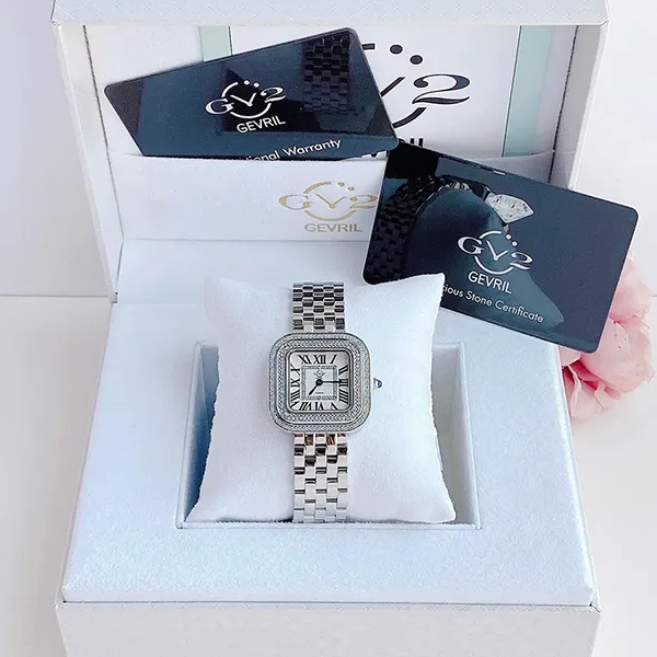 Đồng Hồ Nữ GV2 By Gevril Quartz Bellagio Diamond 12130B Màu Bạc