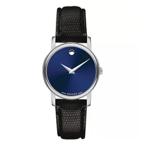 Đồng Hồ Nữ Movado Museum Leather Watch Màu Đen