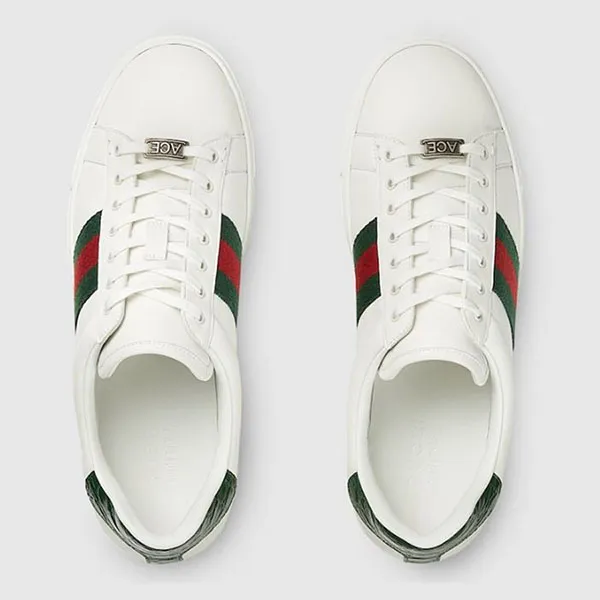 Giày Sneaker Nam Gucci Ace ‘White’ ‎757892-AACAG-9055 Màu Trắng Xanh Size 41