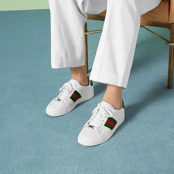 Giày Sneaker Nam Gucci Ace ‘White’ ‎757892-AACAG-9055 Màu Trắng Xanh Size 41