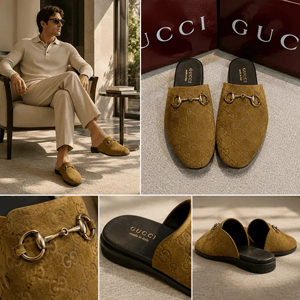 Giày Sục Gucci Brown Suede Slippers 850140AAFQV21182118 Màu Nâu Size 40