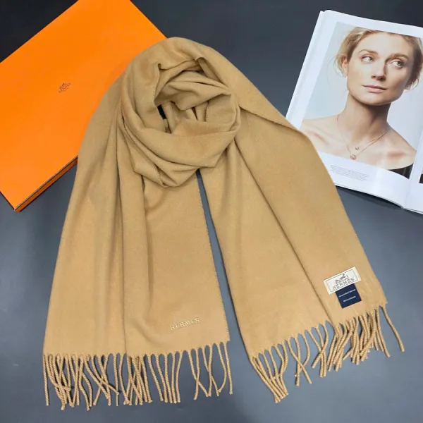 Khăn Nữ Hermès Beige Elegance Fringe Scarf Màu Be