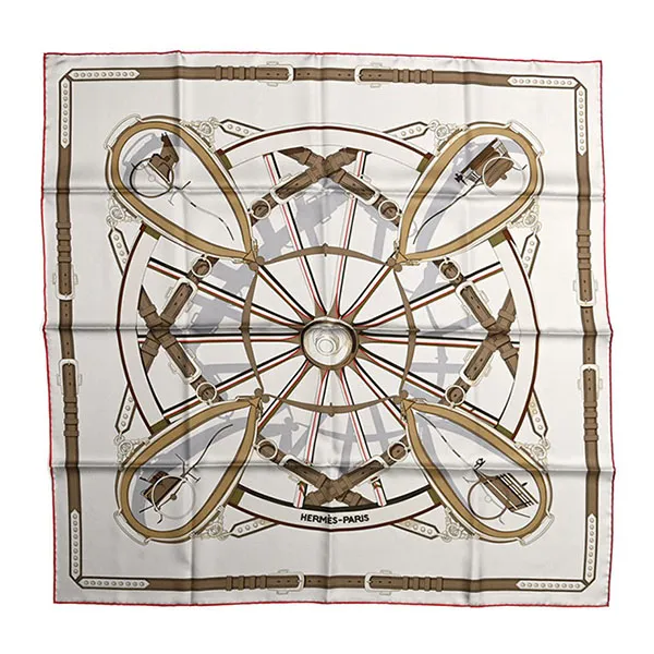 Khăn Nữ Hermès Silk En Roue Libre Scarf 90 Pierre Kaki Rouge Màu Xám Họa Tiết