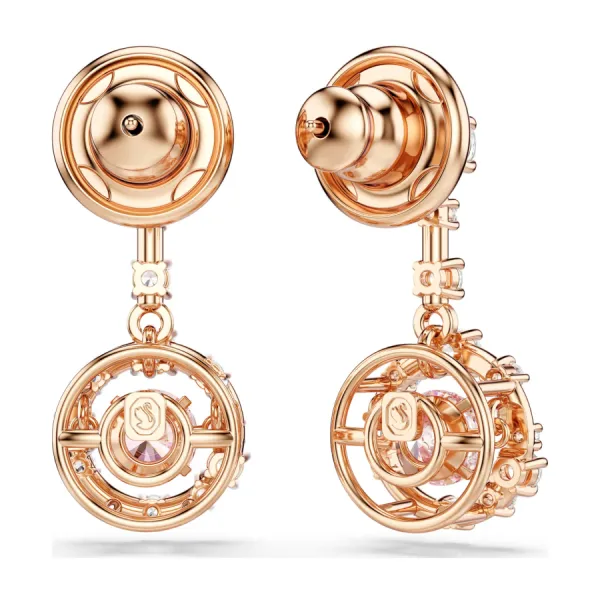 Khuyên Tai Nữ Swarovski Constella Drop Earringsround Cut, Dancing Stone, Pink, 18k Rose Gold Finish 5744239 Màu Vàng Hồng