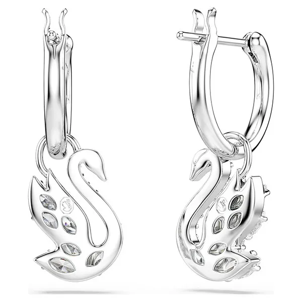 Khuyên Tai Nữ Swarovski Swan Drop earrings Mixed Cuts, Swan, White, Rhodium Plated 5759942 Màu Bạc Trắng